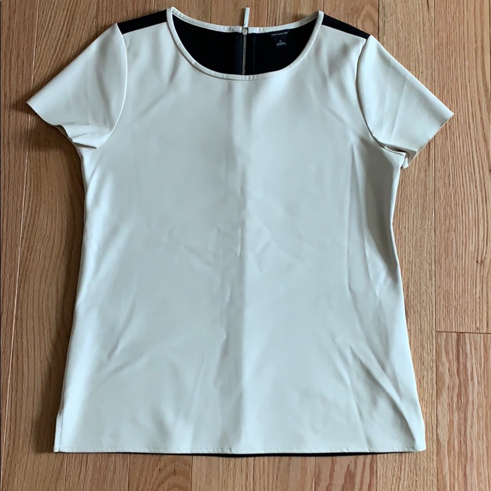 Ann Taylor faux leather front t shirt